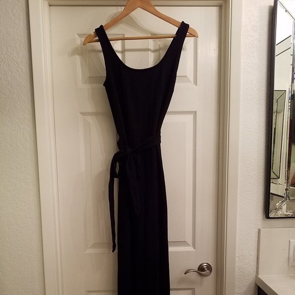 NWT Gap ribbed belt-tie tank jumpsuit, black, XS - Picture 3 of 11